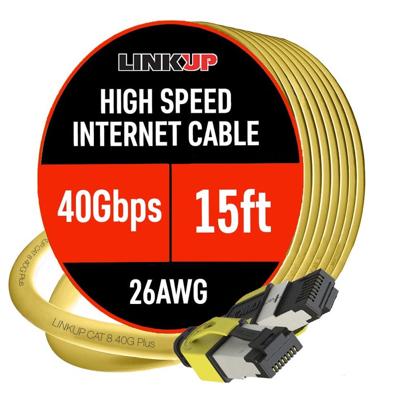 LINKUP Cat 8 Ethernet Cable | Long Internet Cord | High Speed LAN Connection | RJ45 connectors | Use with Cat 5/ Cat 6/ Cat 7 | Optimal for Gaming - Image 1